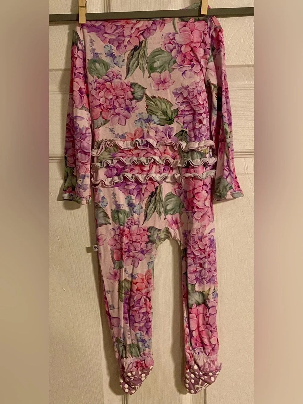 Bums & Roses Floral Zip Bamboo Pajamas - Pink & Purple Hydrangea Print